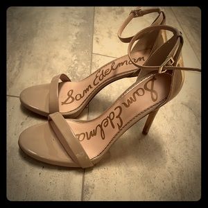 Sam Edelman 4” open toed tan heel